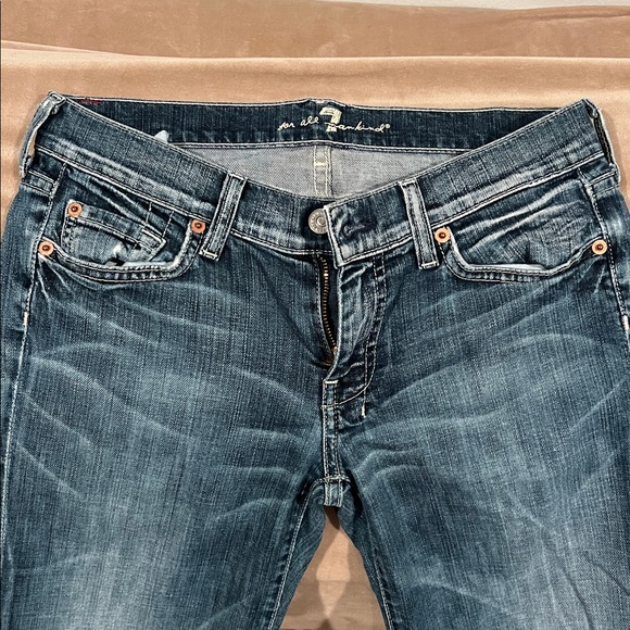 7 For All Mankind Blue Flare Jeans - Picture 2 of 4